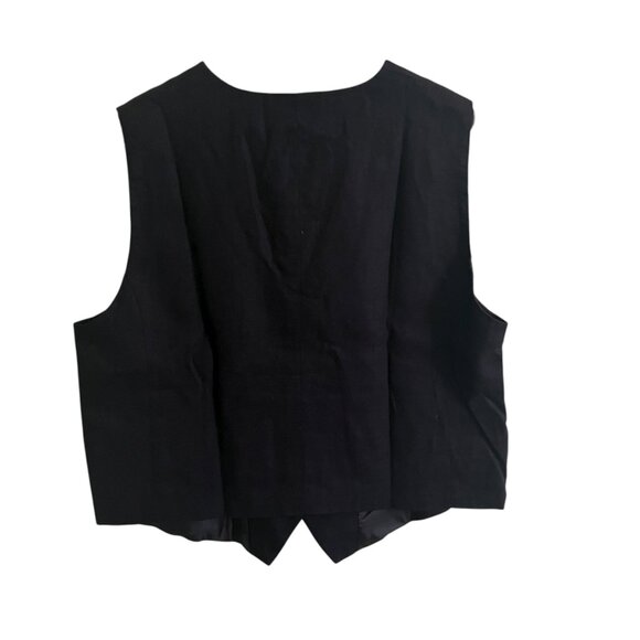 Zara Women's Tailored Linen Blend Vest Black Button Waistcoat Chic Sz XL NWT - Picture 6 of 8